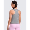 image:imageCRZ YOGA Girls Seamless Athletic Tank Tops Waist Length  Active Dance Casual Racerback Crew Neck Sleeveless Kids TeenSlate Grey Marl