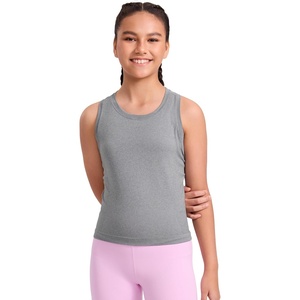 image:imageCRZ YOGA Girls Seamless Athletic Tank Tops Waist Length  Active Dance Casual Racerback Crew Neck Sleeveless Kids TeenSlate Grey Marl