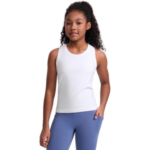 image:imageCRZ YOGA Girls Seamless Athletic Tank Tops Waist Length  Active Dance Casual Racerback Crew Neck Sleeveless Kids TeenWhite