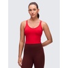 image:imageCRZ YOGA Butterluxe Cross Back Crop Tank Tops for Women  V Neck Padded Spaghetti Straps Yoga Strappy Longline Sports BrasAurora Red