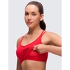 image:imageCRZ YOGA Butterluxe Cross Back Crop Tank Tops for Women  V Neck Padded Spaghetti Straps Yoga Strappy Longline Sports BrasAurora Red