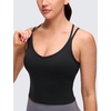 image:imageCRZ YOGA Butterluxe Cross Back Crop Tank Tops for Women  V Neck Padded Spaghetti Straps Yoga Strappy Longline Sports BrasBlack