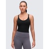image:imageCRZ YOGA Butterluxe Cross Back Crop Tank Tops for Women  V Neck Padded Spaghetti Straps Yoga Strappy Longline Sports BrasBlack