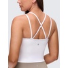 image:imageCRZ YOGA Butterluxe Cross Back Crop Tank Tops for Women  V Neck Padded Spaghetti Straps Yoga Strappy Longline Sports BrasWhite