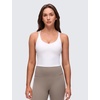 image:imageCRZ YOGA Butterluxe Cross Back Crop Tank Tops for Women  V Neck Padded Spaghetti Straps Yoga Strappy Longline Sports BrasWhite