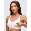 image:imageCRZ YOGA Butterluxe Cross Back Crop Tank Tops for Women  V Neck Padded Spaghetti Straps Yoga Strappy Longline Sports BrasWhite