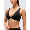 image:imageCRZ YOGA Butterluxe Front Twist Deep V Neck Sports Bras for Women  Wide Straps Padded U Back Yoga Crop TopBlack