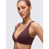 image:imageCRZ YOGA Butterluxe Front Twist Deep V Neck Sports Bras for Women  Wide Straps Padded U Back Yoga Crop TopRipe Plum