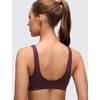 image:imageCRZ YOGA Butterluxe Front Twist Deep V Neck Sports Bras for Women  Wide Straps Padded U Back Yoga Crop TopRipe Plum