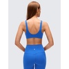 image:imageCRZ YOGA Butterluxe Front Twist Deep V Neck Sports Bras for Women  Wide Straps Padded U Back Yoga Crop TopSparkle Blue