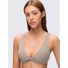 image:imageCRZ YOGA Butterluxe Front Twist Deep V Neck Sports Bras for Women  Wide Straps Padded U Back Yoga Crop TopWarm Ash Grey
