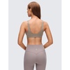 image:imageCRZ YOGA Butterluxe Front Twist Deep V Neck Sports Bras for Women  Wide Straps Padded U Back Yoga Crop TopWarm Ash Grey