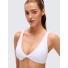 image:imageCRZ YOGA Butterluxe Front Twist Deep V Neck Sports Bras for Women  Wide Straps Padded U Back Yoga Crop TopWhite