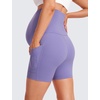image:imageCRZ YOGA Butterluxe Maternity Biker Shorts Pockets 5  Over The Belly Pregnancy Womens Yoga Workout Athletic Buttery SoftDark Lavender Purple
