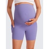 image:imageCRZ YOGA Butterluxe Maternity Biker Shorts Pockets 5  Over The Belly Pregnancy Womens Yoga Workout Athletic Buttery SoftDark Lavender Purple