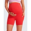 image:imageCRZ YOGA Butterluxe Maternity Biker Shorts Pockets 5  Over The Belly Pregnancy Womens Yoga Workout Athletic Buttery SoftDeep Red
