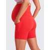 image:imageCRZ YOGA Butterluxe Maternity Biker Shorts Pockets 5  Over The Belly Pregnancy Womens Yoga Workout Athletic Buttery SoftDeep Red