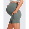 image:imageCRZ YOGA Butterluxe Maternity Biker Shorts Pockets 5  Over The Belly Pregnancy Womens Yoga Workout Athletic Buttery SoftGrey Sage