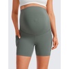 image:imageCRZ YOGA Butterluxe Maternity Biker Shorts Pockets 5  Over The Belly Pregnancy Womens Yoga Workout Athletic Buttery SoftGrey Sage