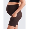 image:imageCRZ YOGA Butterluxe Maternity Biker Shorts Pockets 5  Over The Belly Pregnancy Womens Yoga Workout Athletic Buttery SoftHot Fudge Brown