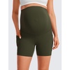image:imageCRZ YOGA Butterluxe Maternity Biker Shorts Pockets 5  Over The Belly Pregnancy Womens Yoga Workout Athletic Buttery SoftOlive Green