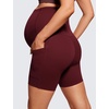 image:imageCRZ YOGA Butterluxe Maternity Biker Shorts Pockets 5  Over The Belly Pregnancy Womens Yoga Workout Athletic Buttery SoftRed Merlot