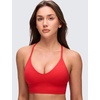 image:imageCRZ YOGA Butterluxe Thin Straps Cross Back Longline Sports Bras for Women  Padded V Neck Yoga Crop TopDeep Red
