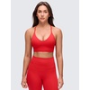 image:imageCRZ YOGA Butterluxe Thin Straps Cross Back Longline Sports Bras for Women  Padded V Neck Yoga Crop TopDeep Red