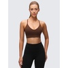 image:imageCRZ YOGA Butterluxe Thin Straps Cross Back Longline Sports Bras for Women  Padded V Neck Yoga Crop TopLava Brown