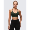 image:imageCRZ YOGA Butterluxe Thin Straps Cross Back Longline Sports Bras for Women  Padded V Neck Yoga Crop TopLegend Green