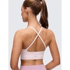 image:imageCRZ YOGA Butterluxe Thin Straps Cross Back Longline Sports Bras for Women  Padded V Neck Yoga Crop TopStrawberry Pink