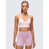 image:imageCRZ YOGA Butterluxe Thin Straps Cross Back Longline Sports Bras for Women  Padded V Neck Yoga Crop TopStrawberry Pink