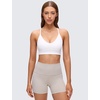 image:imageCRZ YOGA Butterluxe Thin Straps Cross Back Longline Sports Bras for Women  Padded V Neck Yoga Crop TopWhite