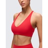 image:imageCRZ YOGA Butterluxe V Neck Twist Cross Back Sports Bras for Women  Adjustable Spaghetti Straps Padded Crop Yoga TopAurora Red