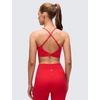 image:imageCRZ YOGA Butterluxe V Neck Twist Cross Back Sports Bras for Women  Adjustable Spaghetti Straps Padded Crop Yoga TopAurora Red