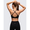 image:imageCRZ YOGA Butterluxe V Neck Twist Cross Back Sports Bras for Women  Adjustable Spaghetti Straps Padded Crop Yoga TopBlack