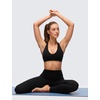 image:imageCRZ YOGA Butterluxe V Neck Twist Cross Back Sports Bras for Women  Adjustable Spaghetti Straps Padded Crop Yoga TopBlack