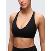 image:imageCRZ YOGA Butterluxe V Neck Twist Cross Back Sports Bras for Women  Adjustable Spaghetti Straps Padded Crop Yoga TopBlack