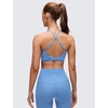 image:imageCRZ YOGA Butterluxe V Neck Twist Cross Back Sports Bras for Women  Adjustable Spaghetti Straps Padded Crop Yoga TopParty Blue