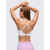 image:imageCRZ YOGA Butterluxe V Neck Twist Cross Back Sports Bras for Women  Adjustable Spaghetti Straps Padded Crop Yoga TopWhite