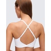 image:imageCRZ YOGA Butterluxe V Neck Twist Cross Back Sports Bras for Women  Adjustable Spaghetti Straps Padded Crop Yoga TopWhite