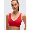 image:imageCRZ YOGA Butterluxe V Neck U Back Sports Bras for Women  Low Cut Padded Wireless Basic Yoga TopAurora Red
