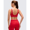 image:imageCRZ YOGA Butterluxe V Neck U Back Sports Bras for Women  Low Cut Padded Wireless Basic Yoga TopAurora Red
