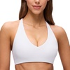 image:imageCRZ YOGA Butterluxe V Neck Twist Cross Back Sports Bras for Women  Adjustable Spaghetti Straps Padded Crop Yoga TopWhite