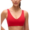 image:imageCRZ YOGA Butterluxe V Neck U Back Sports Bras for Women  Low Cut Padded Wireless Basic Yoga TopAurora Red