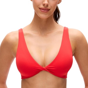 image:imageCRZ YOGA Butterluxe Front Twist Deep V Neck Sports Bras for Women  Wide Straps Padded U Back Yoga Crop TopDeep Red