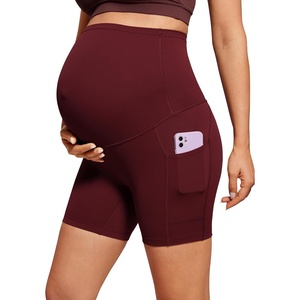 image:imageCRZ YOGA Butterluxe Maternity Biker Shorts Pockets 5  Over The Belly Pregnancy Womens Yoga Workout Athletic Buttery SoftRed Merlot