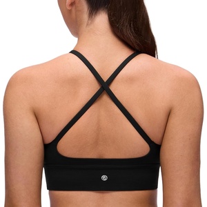 image:imageCRZ YOGA Butterluxe Thin Straps Cross Back Longline Sports Bras for Women  Padded V Neck Yoga Crop TopBlack