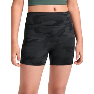 image:imageCRZ YOGA Girls Butterluxe No Front Seam Athletic Biker Shorts  Dance Casual Yoga Kids Teen SummerDark Grey Camouflage 2
