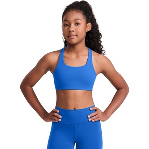 image:imageCRZ YOGA Girls Softness Mold Butterluxe Racerback Sports Bra  Athletic Yoga Casual U Neck Scoop Teen KidsSparkle Blue